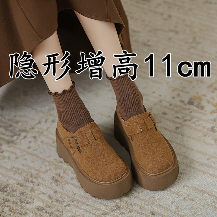 真皮厚底勃肯鞋女2025新款春秋季小码3233全包博肯单鞋内增高女鞋