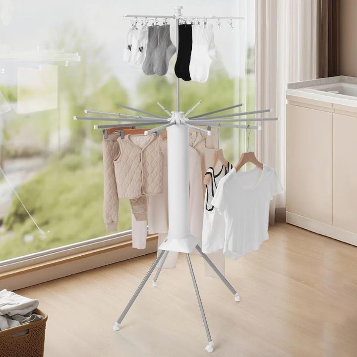 多功能时尚迷你便捷式落地晾衣架全折叠免安装可移动晾晒架落地式