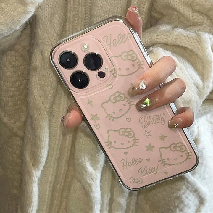 ins粉底星星KT猫适用iphone15/13苹果14pro手机壳华为viv小米oppo