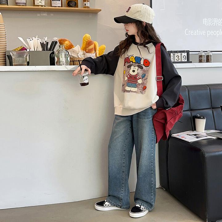 女童春秋卫衣套装2024新款儿童洋气休闲大童秋冬加绒加厚圆领上衣