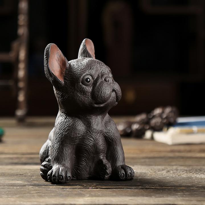 紫砂茶宠狗摆件精品手把件茶玩可养可爱旺财狗创意茶具配件可盘