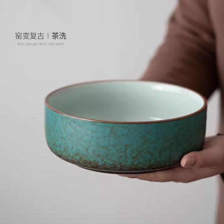 日式大茶洗大号特大家用茶杯茶道洗水盂水洗陶瓷茶具配件笔洗建水