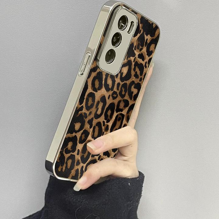 棕色豹纹适用opporeno12手机壳reno11新款10pro+9防摔8男7女款6潮