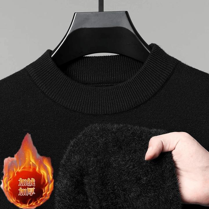 香港专柜【进口水貂毛羊绒衫】秋冬轻奢男士一体绒加厚毛衣防寒保暖