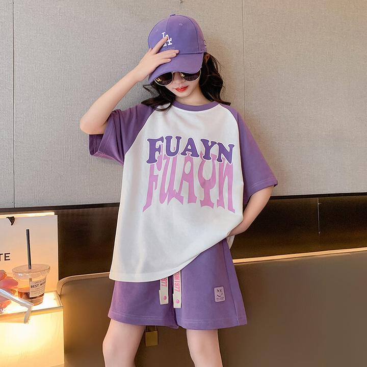 女孩女童夏季童装潮款套装新款休闲洋气运动儿童夏装运动两件套