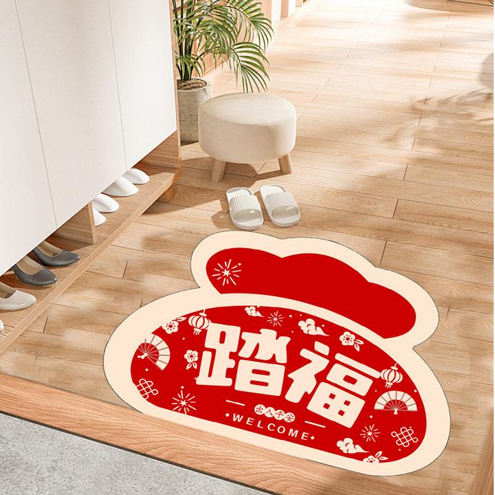 新年蛇年家用红色浴室地垫厨房吸水脚垫台面防尘垫