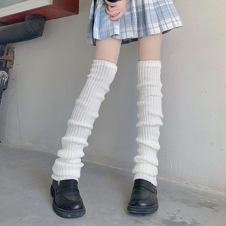 加长厚小腿套堆堆袜套女秋冬jk辣妹白色高筒日系袜子加厚针织保暖