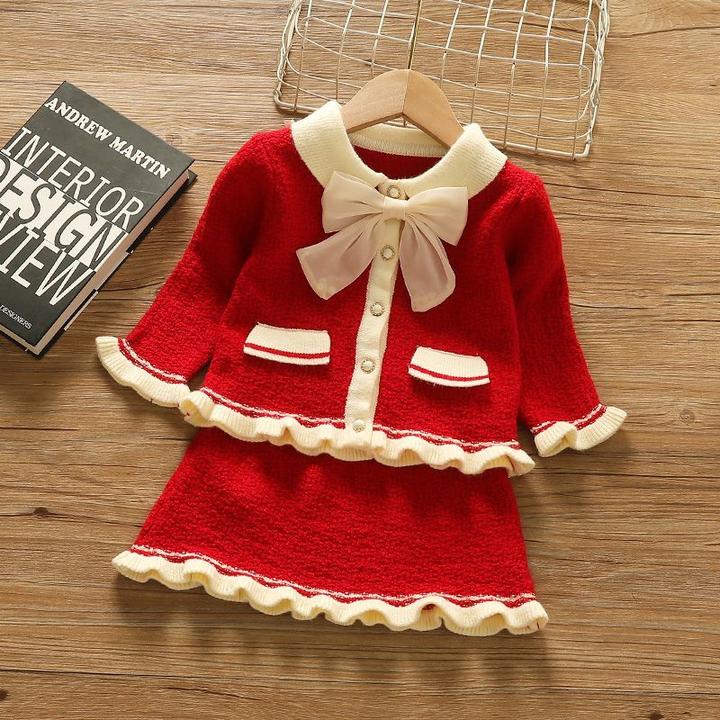 女童春装套装2024新款宝宝韩版婴儿针织衫2岁1洋气儿童两件套童装