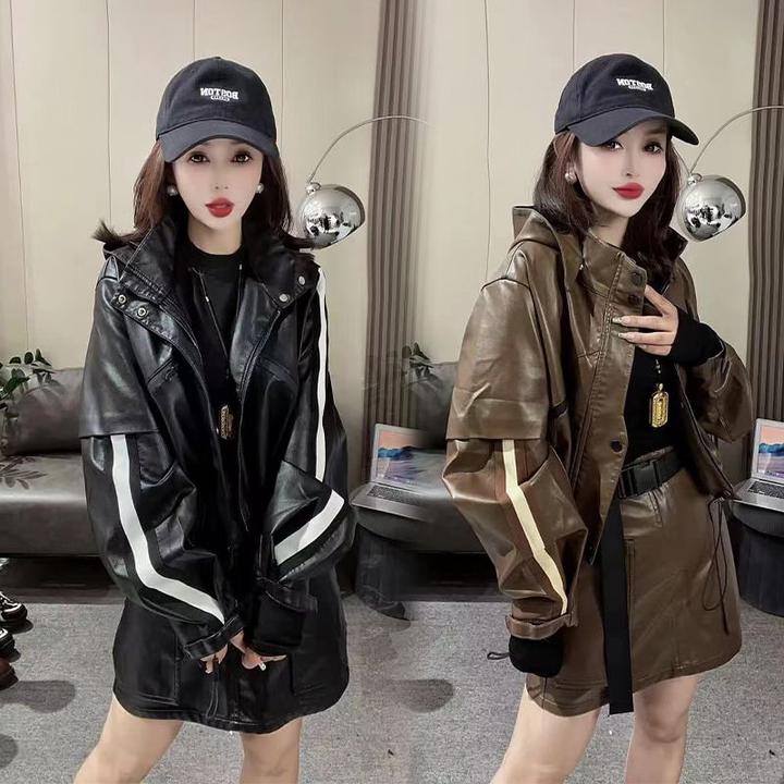 短裙套装女早秋季时尚酷盐系高级感穿搭小个子皮衣外套两件套炸街