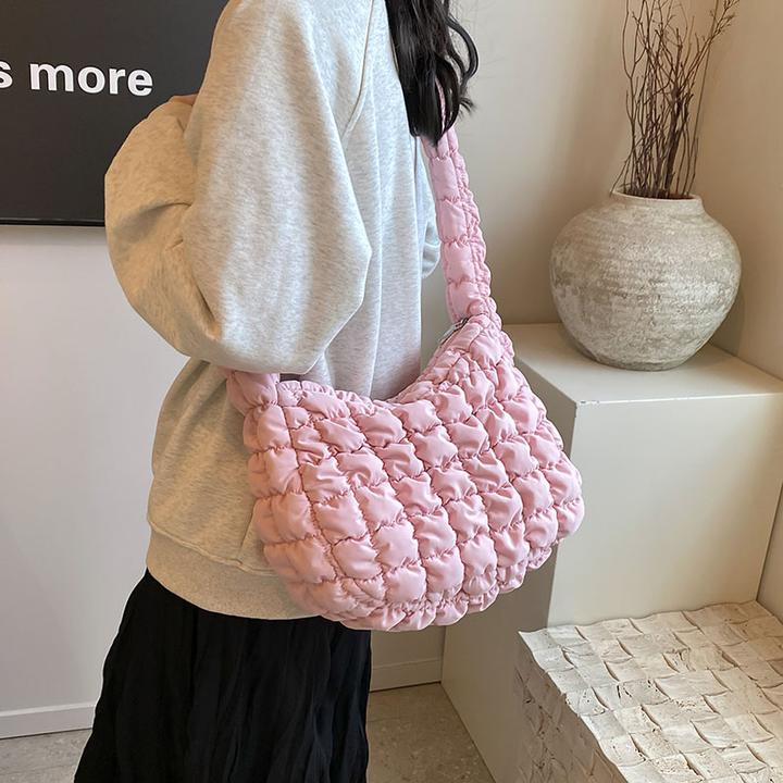 韩版褶皱云朵包包2025新款休闲百搭泡泡百搭大容量通勤上课斜挎包