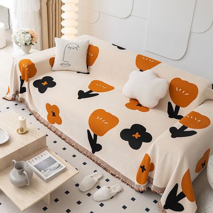 郁金香 轻奢雪尼尔沙发巾 四季通用一片式防滑沙发垫防猫抓