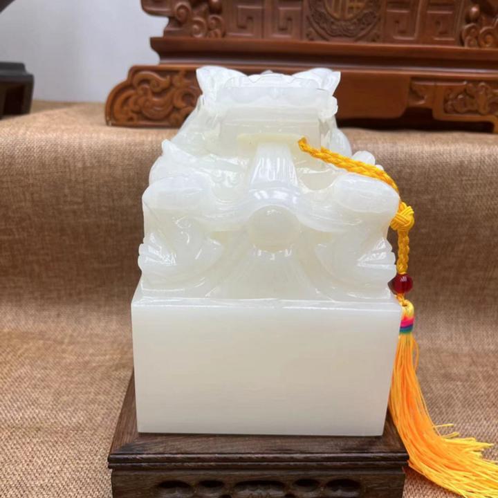 玉石盘龙玉玺印章摆件礼品家居办公室桌书桌龙头印章刻字雕刻礼品