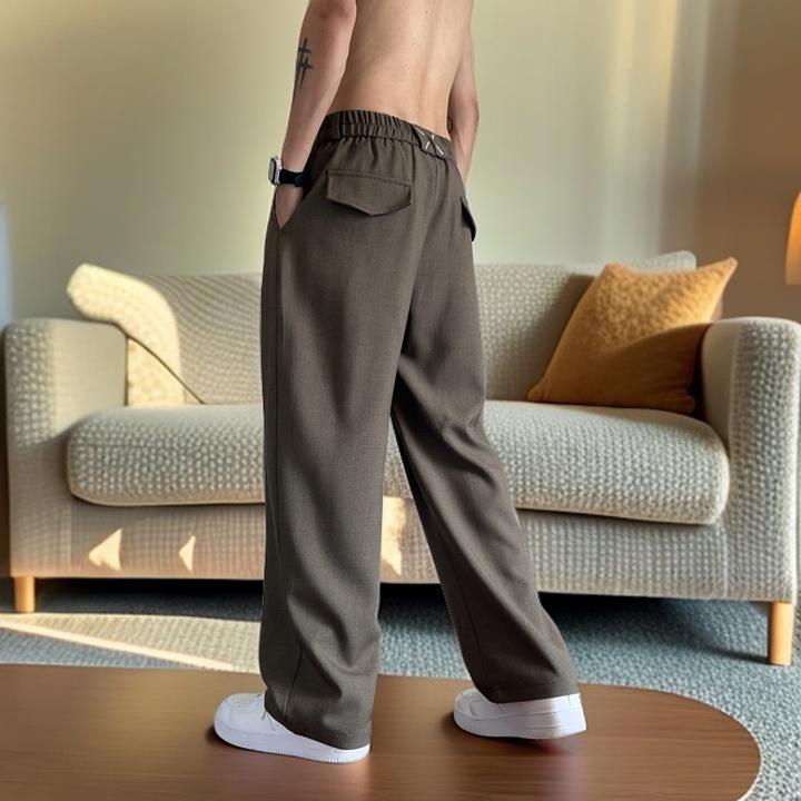 轻熟男款男士春秋季垂感弯刀阔腿裤宽松百搭西裤纯色直筒休闲裤
