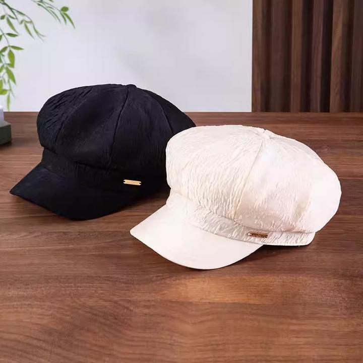 时尚韩版女士夏季新款百搭帽子气质鸭舌韩版小香风均码八角贝雷帽