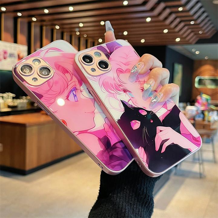 适用iPhone14promax苹果13高级手机壳保护套11少女和猫12玻璃壳xr