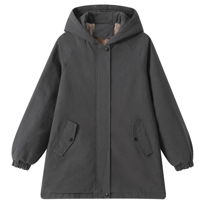 2023冬季新款派克服加厚加绒风衣女中长款休闲厚外套宽松秋冬风衣