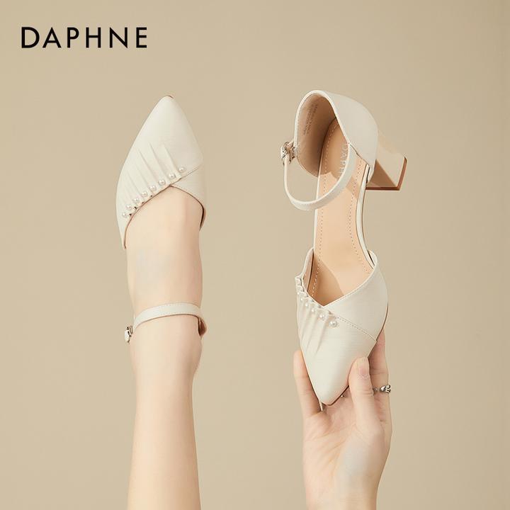 达芙妮高跟鞋凉鞋女款2025新款爆款秋季单鞋气质尖头配裙子旗袍鞋