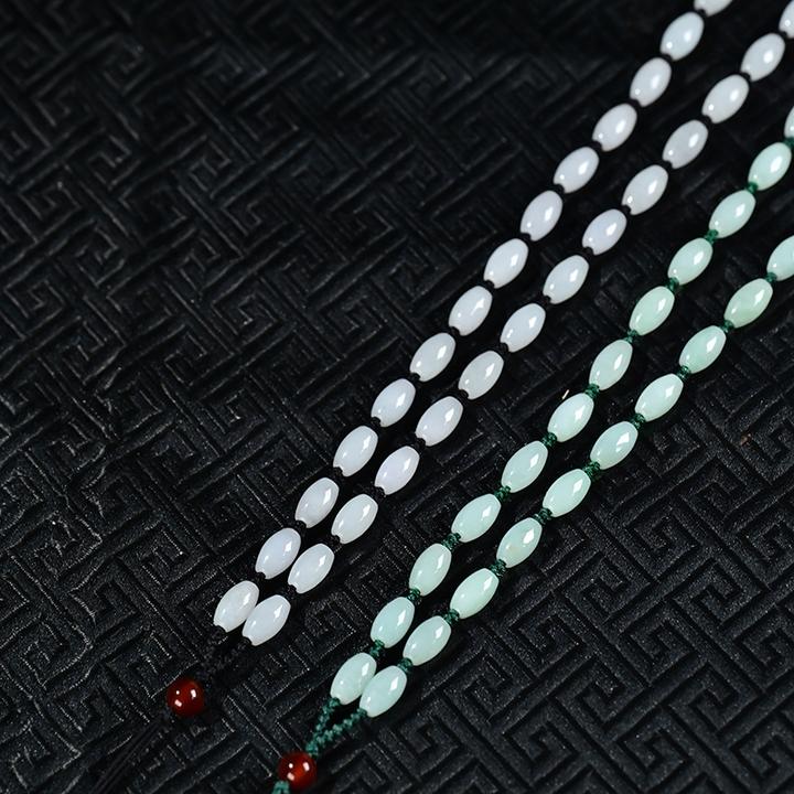 缅甸翡翠卡5米粒编织款精美时尚百搭珠链挂脖纯手工配绳拍一发一