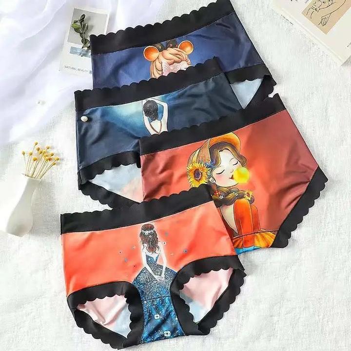 夏季美人图中腰面膜女款舒适透气速干薄款学生女生三角女内裤