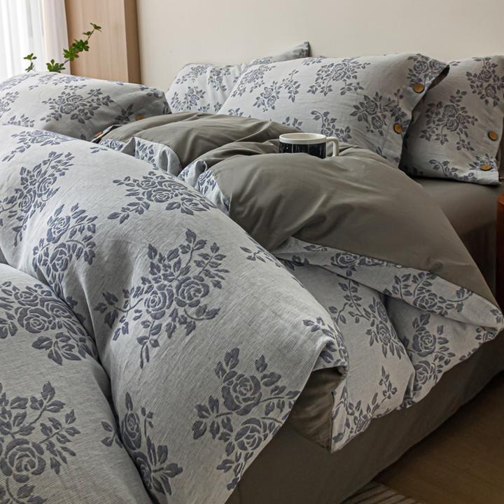 轻奢全棉三层纱床上四件套纯棉高级感公主床品被套三件套床单床笠