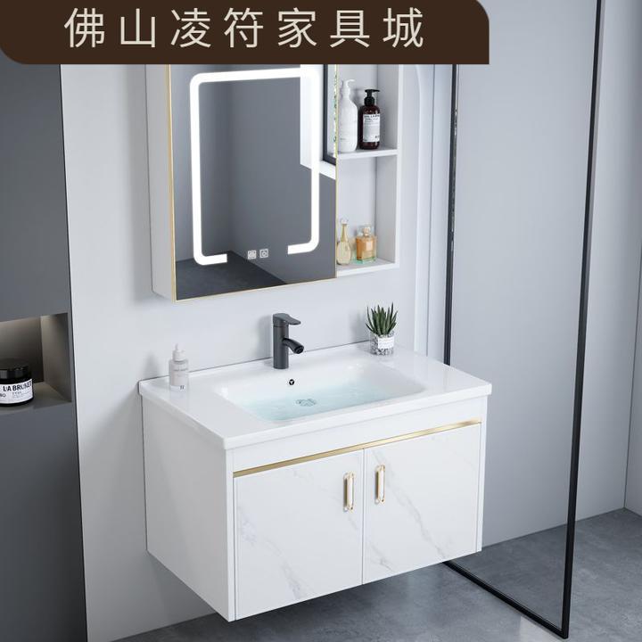 陶瓷洗脸盆卫生间一体小户型洗漱太空浴室柜家用组合阳台洗手盆