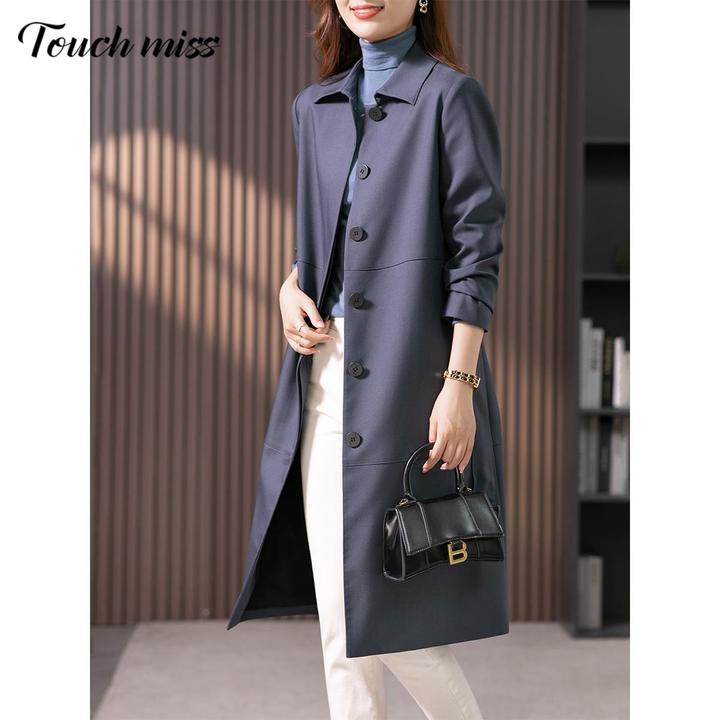 TOUCH MISS 高级感风衣外套女2025秋新款中长款韩版气质宽松休闲