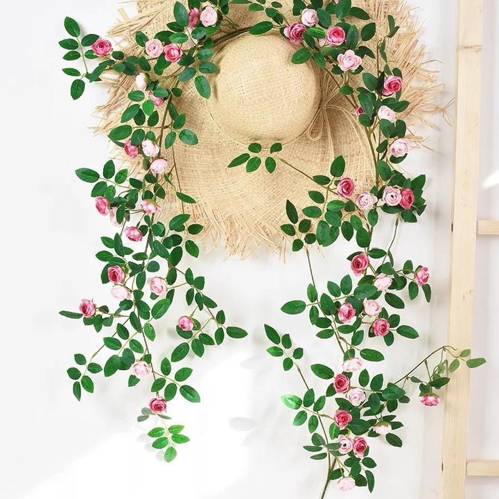 仿真玫瑰花藤蔷薇藤曼空调下水管道缠绕吊顶阳台墙面绢花假花户外