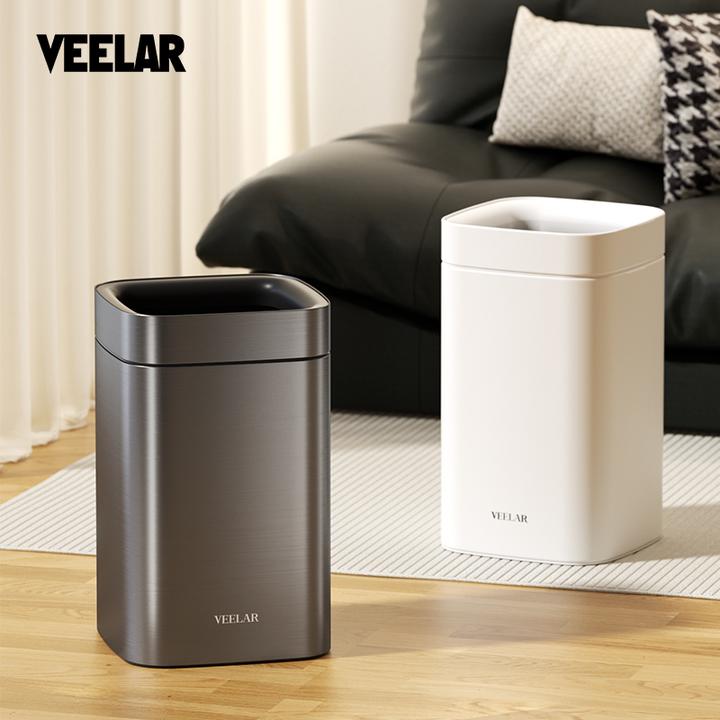 VEELAR无盖垃圾桶2025新款简约家用厨房卧室卫生间客厅高颜值纸篓