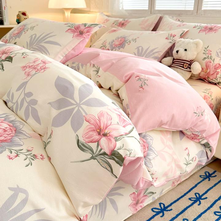 田园纯棉床上四件套100全棉2025新款宿舍单人被套床单床笠款床品