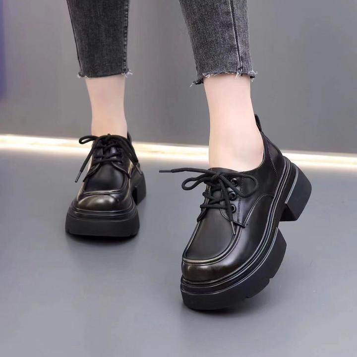 英伦风单鞋女春秋季新款防滑舒适小单鞋女士厚底松糕女鞋乐福鞋子