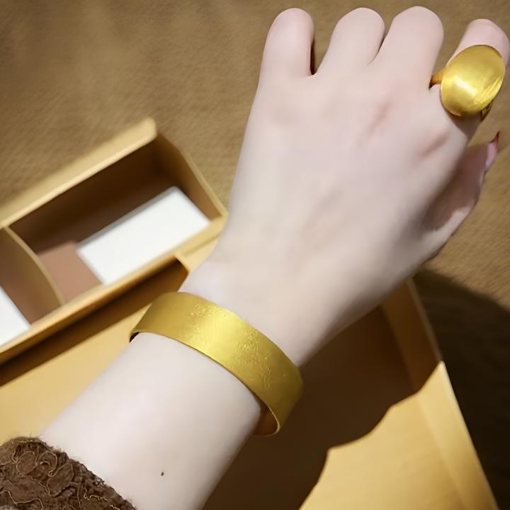 铜合金手镯 古法拉丝宽版手镯女精致潮流手环ins风轻奢小众百搭