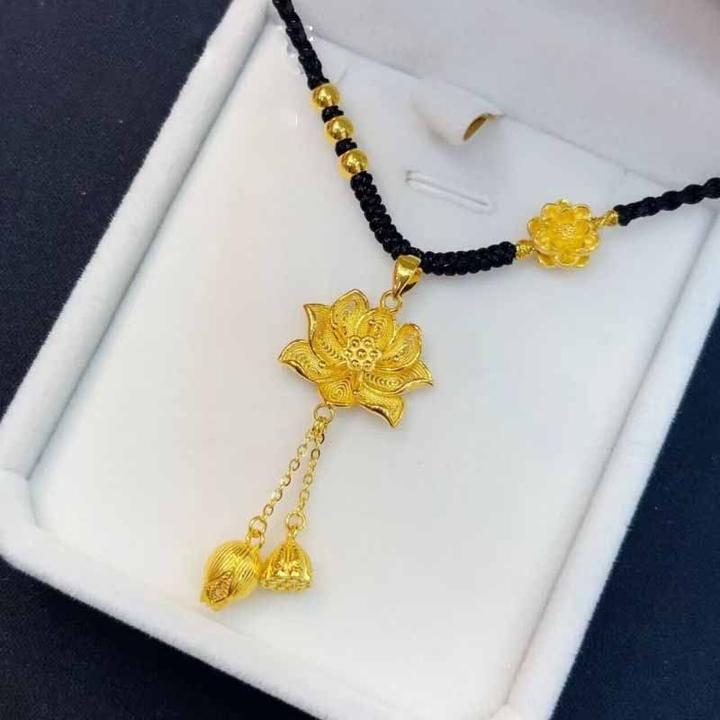 铜合金吊坠 新款古法莲花项链吊坠女时尚气质轻奢百搭小众高级感