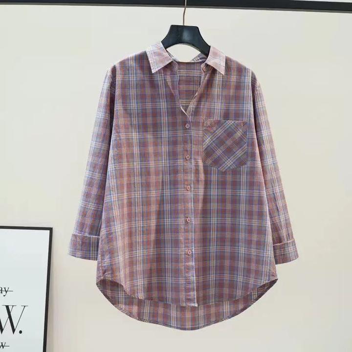 2026新款文艺范儿衬衫休闲女士衬衫衬衣长袖百搭时尚格子衬衫外套