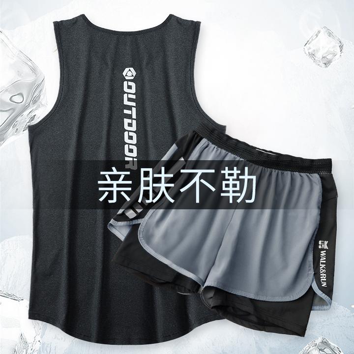 健身服男夏宽松田径马拉松运动套装篮球训练短裤跑步透气速干背心