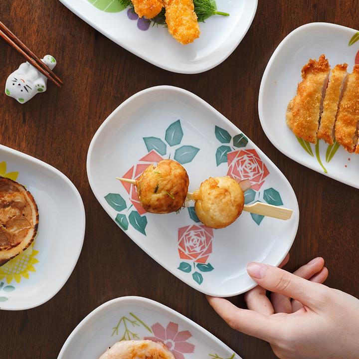 日式手绘风陶瓷盘子小号长方盘火锅菜盘子进口釉下彩刺身生鱼片碟