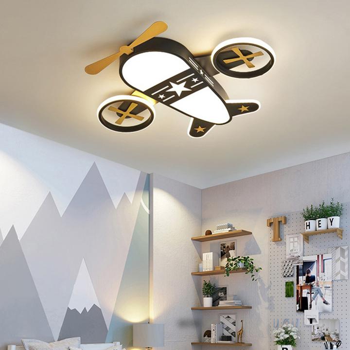 铁艺飞机灯创意时尚卡通儿童灯男孩房间灯小孩卧室LED护眼吸顶灯