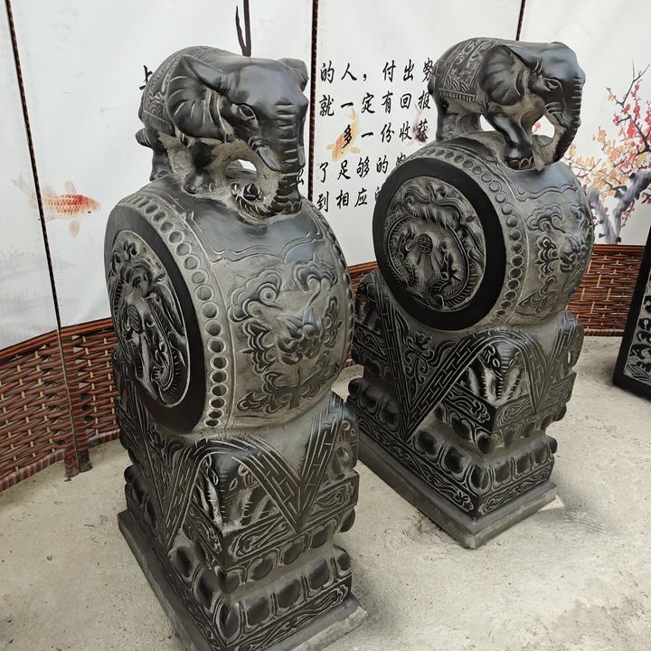 大象门墩大号工艺品抱鼓石青石材质创意高80厘米高门口100厘米