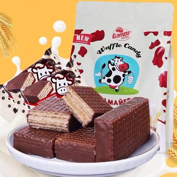 俄罗斯原装进口拉迈尔牌巧克力大牛威化饼干528克