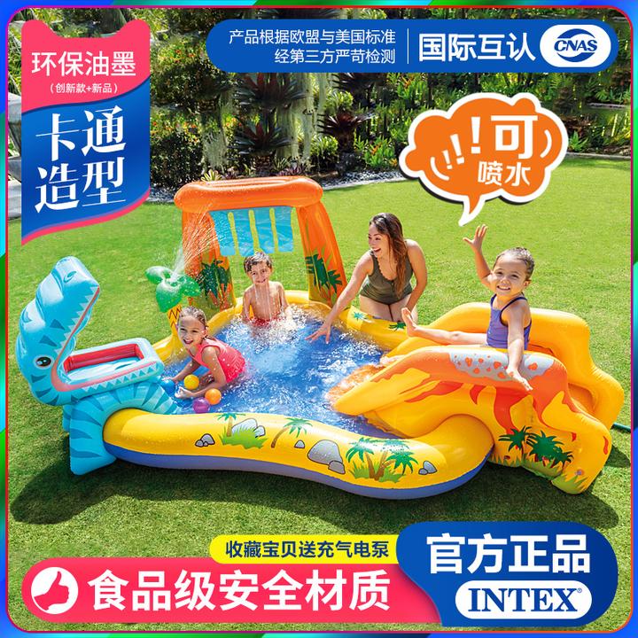 INTEX儿童充气波波球池戏水海洋球池摆摊滑梯喷水游泳池儿童乐园
