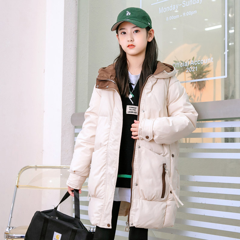 初中生棉服15岁中学生加厚中长款棉衣高中女生冬季宽松外套18岁