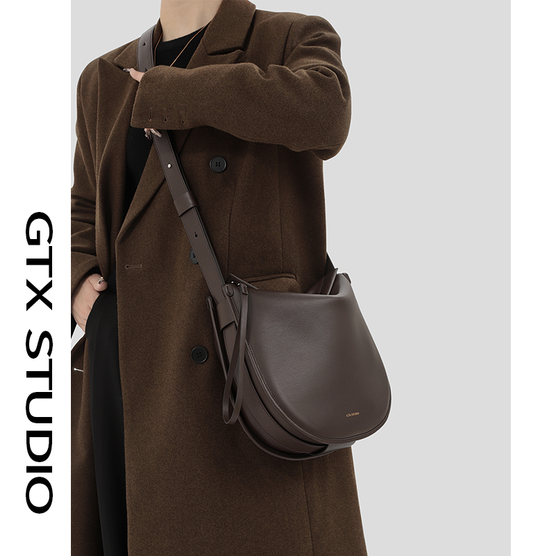 【谷田西】小众斜挎托特包大容量春季马鞍包高级感牛皮单肩通勤包