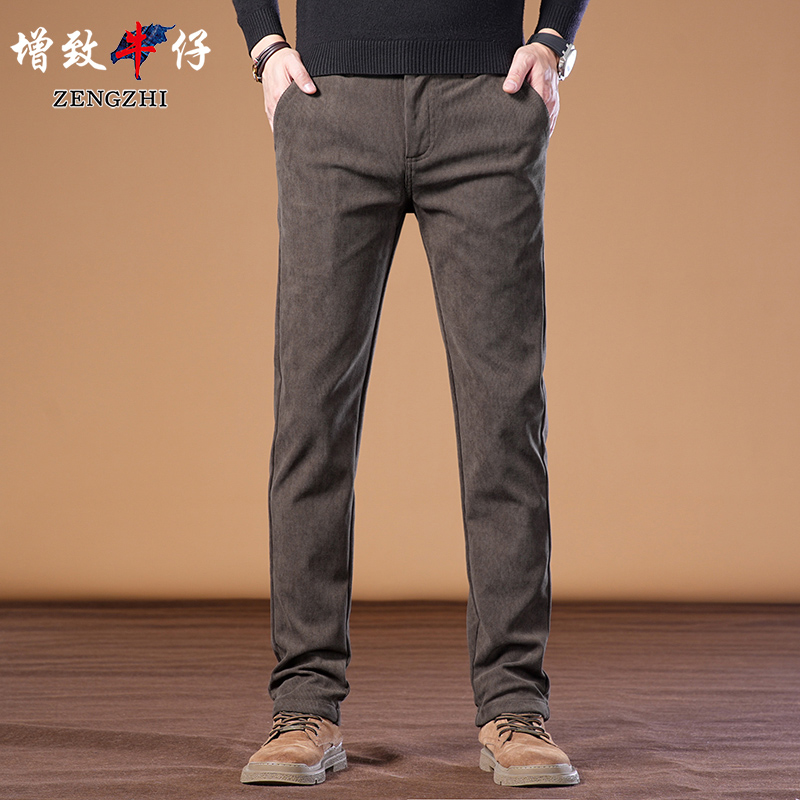 【灯芯绒立体竖纹】秋冬新款高档抗皱竖条纹时尚修身直筒休闲裤Z808