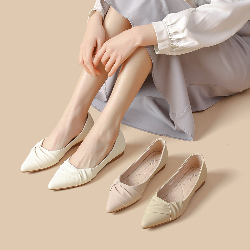 大东职场气质尖头单鞋女秋季欧若智性风简约休闲舒适套脚女鞋0213