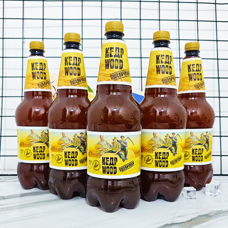 俄罗斯进口雪松树白啤酒1.2L大瓶装精酿小麦白啤酒大桶整箱