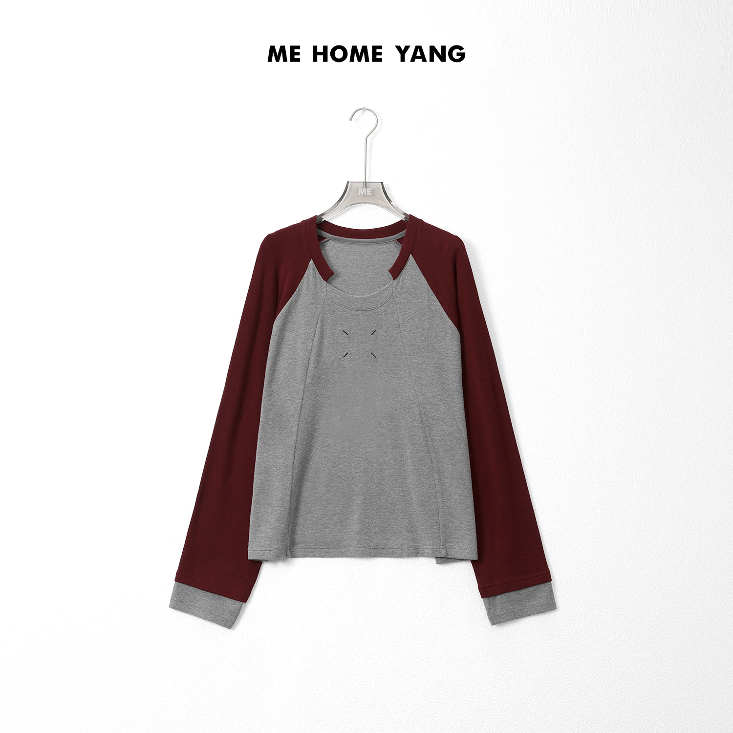ME【四线拼色打底衫】轻奢极简百搭通勤设计款上衣MEQA2268