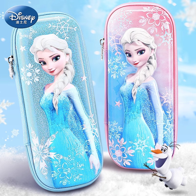 迪士尼笔袋女小学生爱莎公主女孩专用大容量整理文具铅笔袋文具盒