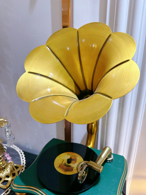 美式复古实木电镀铜留声机商用家用影音