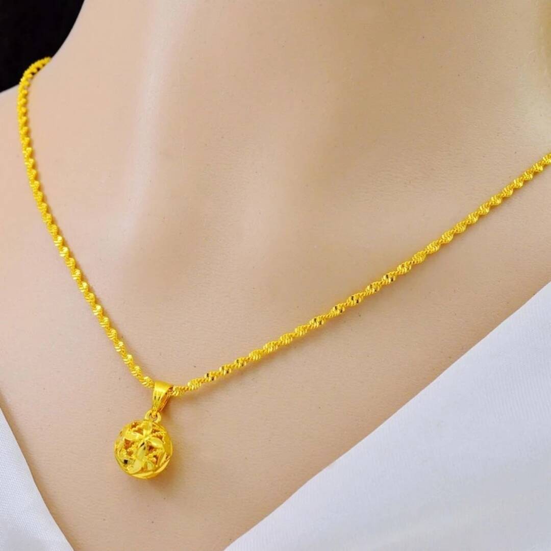 合金吊坠 黄金转运珠项链女款送妈妈精美锁骨链首饰时尚项链吊坠