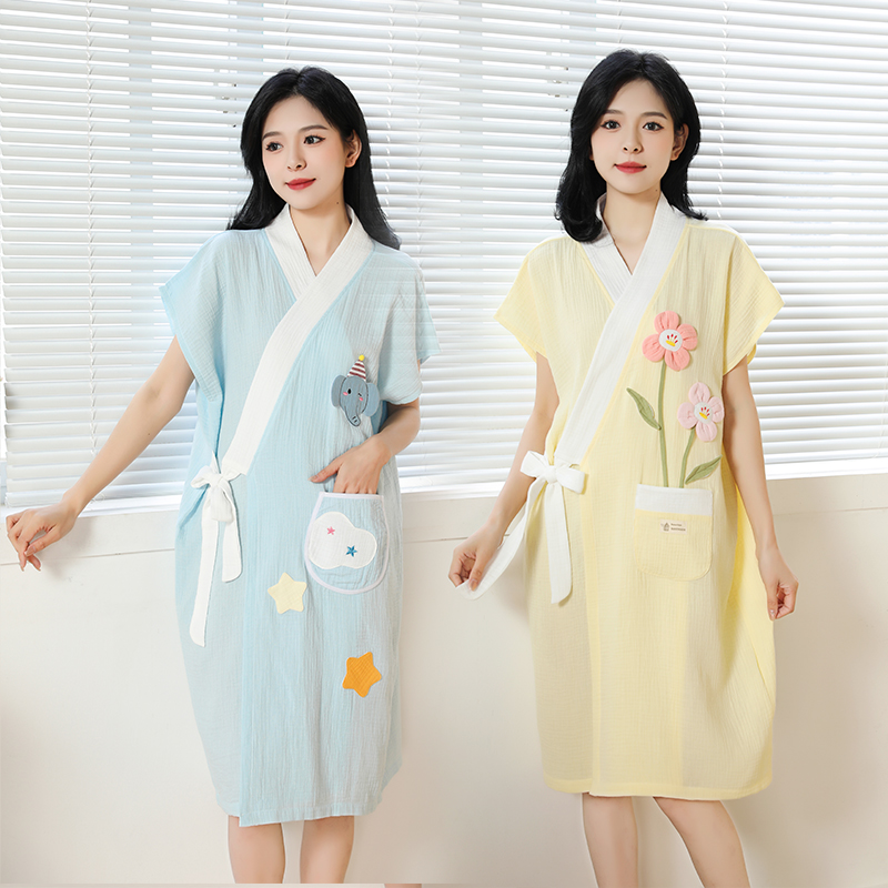 可穿式浴袍柔软纯棉纱布浴巾吸水速干成人学生家用洗澡全棉浴裙