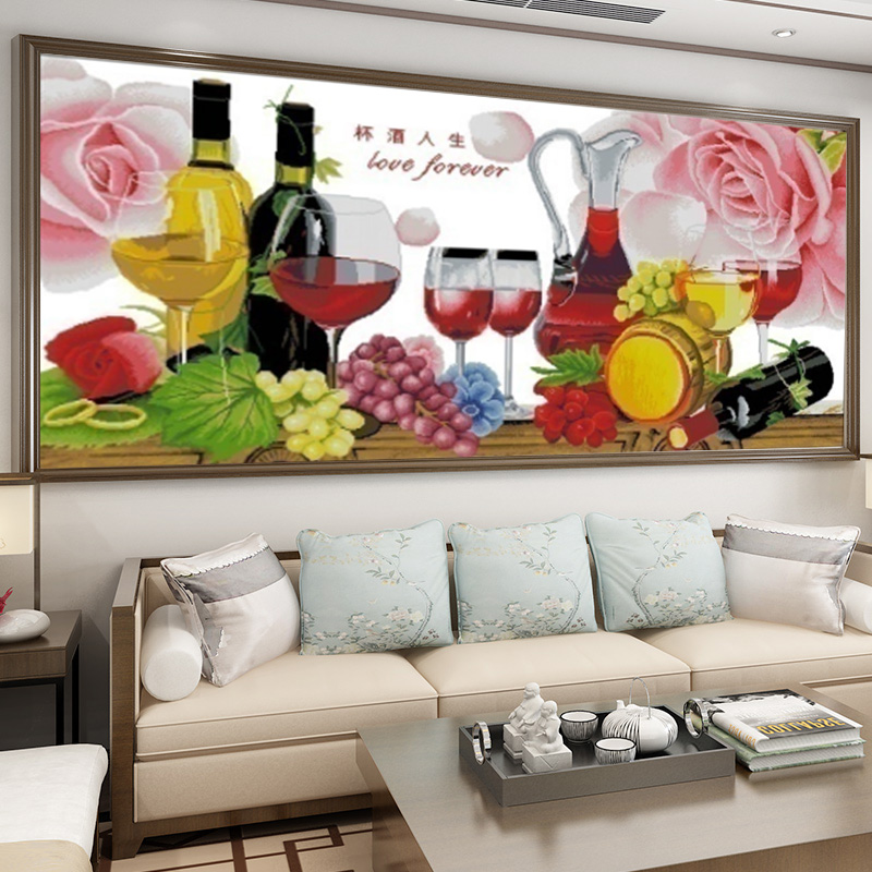 杯酒人生十字绣2024年新款线绣客厅自己绣现代高端欧式水果图满绣